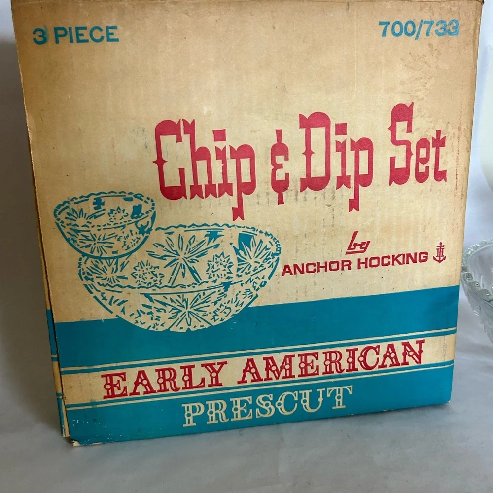 Chip And Dip 3 piece Set‎ 700-733 Anchor Hocking Early American Prescut Vintage